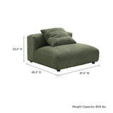 Reed Modular Corduroy Upholstered Armless Chair in Fern