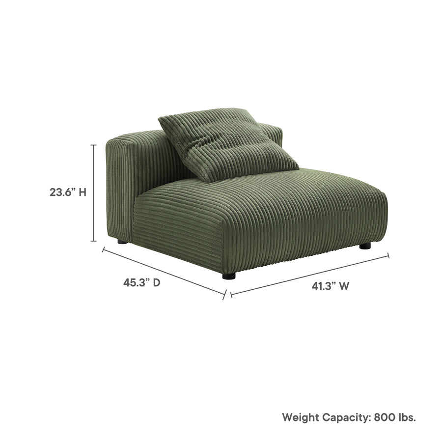 Reed Modular Corduroy Upholstered Armless Chair in Fern