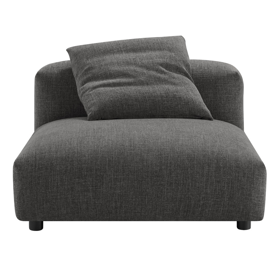 Reed Modular Upholstered Fabric Armless Chair and Ottoman Set in Charcoal