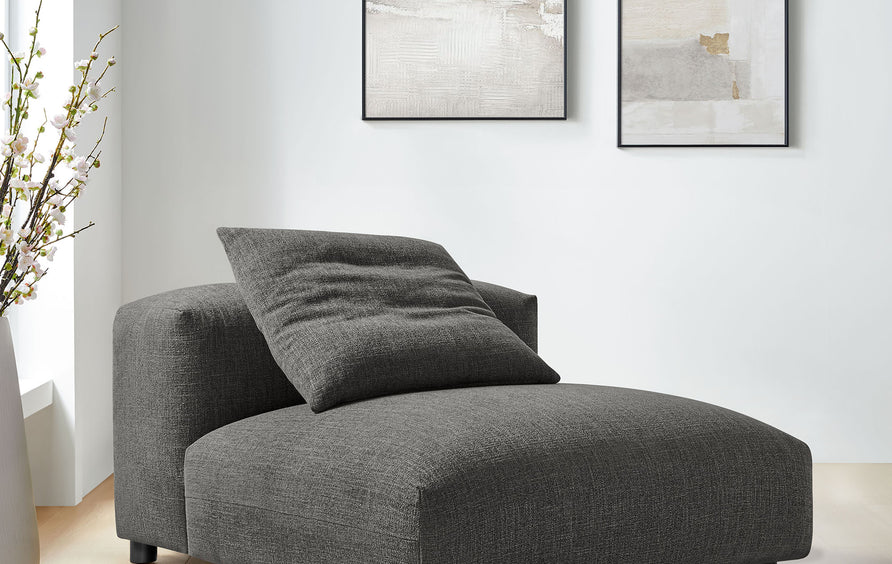 Reed Modular Upholstered Fabric Armless Chair in Charcoal