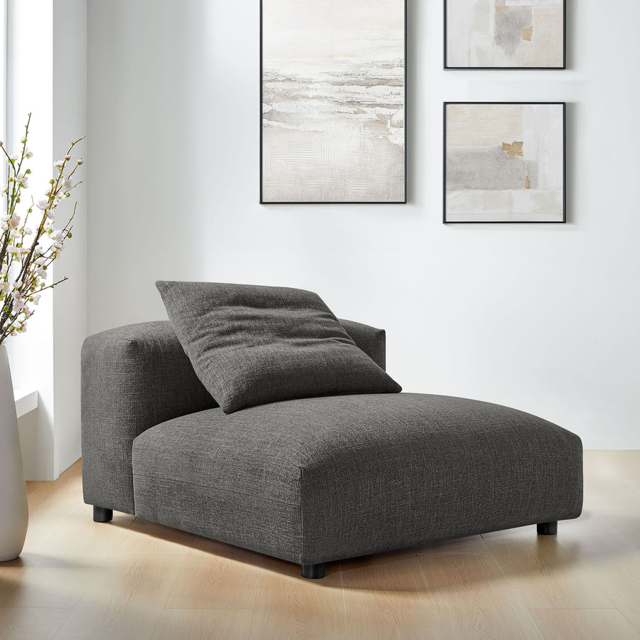Reed Modular Upholstered Fabric Armless Chair in Charcoal