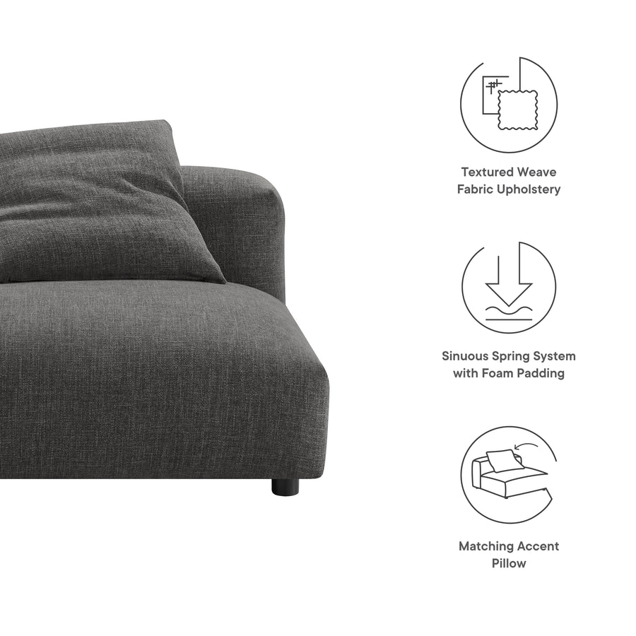Reed Modular Upholstered Fabric Armless Chair in Charcoal