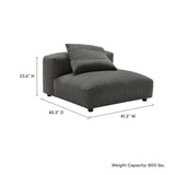 Reed Modular Upholstered Fabric Armless Chair in Charcoal