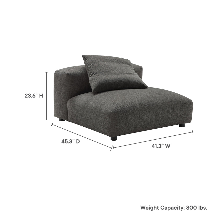 Reed Modular Upholstered Fabric Armless Chair in Charcoal