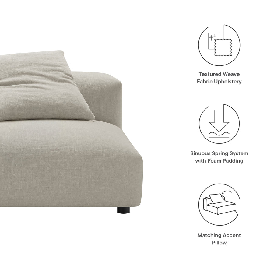 Reed Modular Upholstered Fabric Armless Chair in Linen