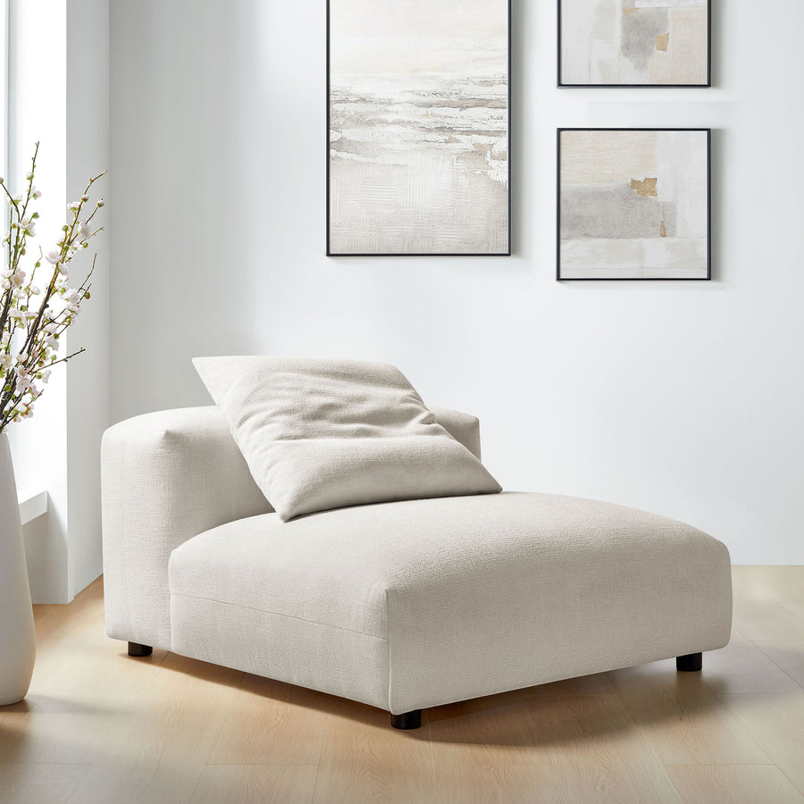 Reed Modular Upholstered Fabric Armless Chair in Salt