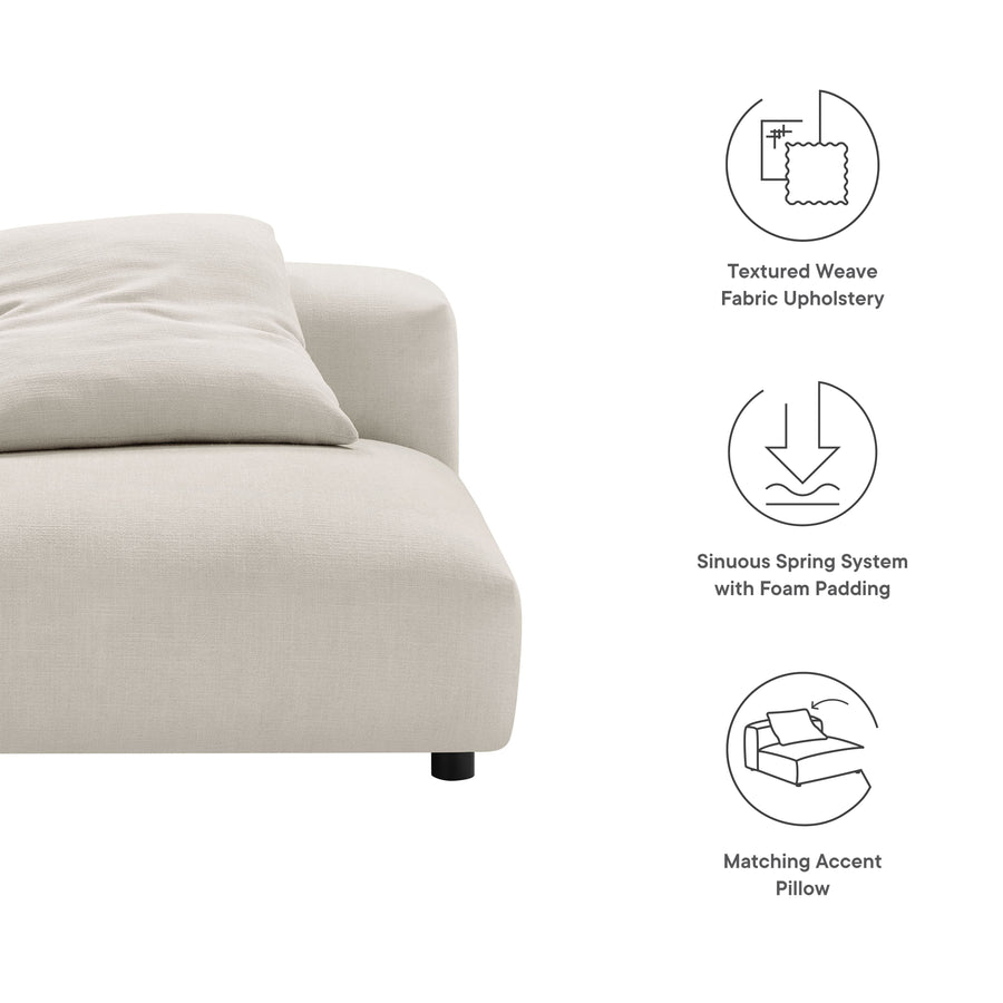 Reed Modular Upholstered Fabric Armless Chair in Salt