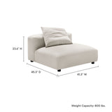 Reed Modular Upholstered Fabric Armless Chair in Salt