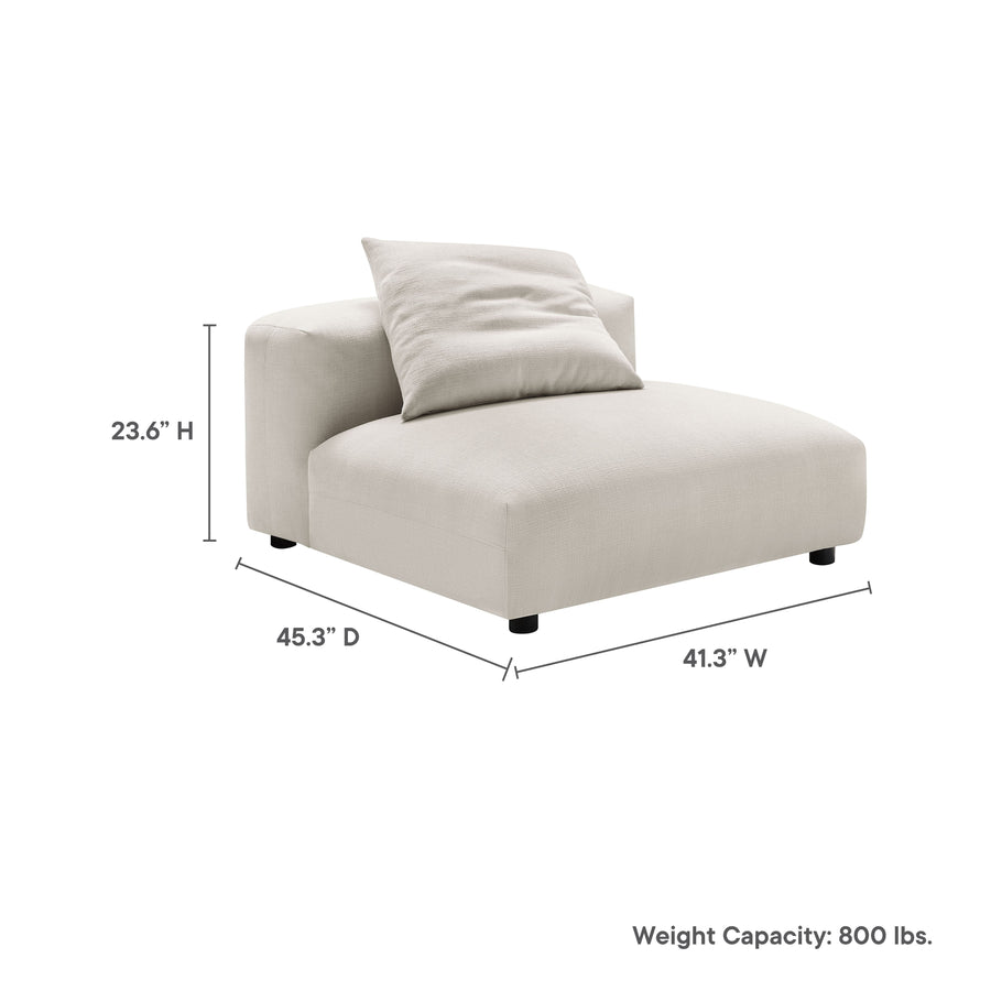 Reed Modular Upholstered Fabric Armless Chair in Salt