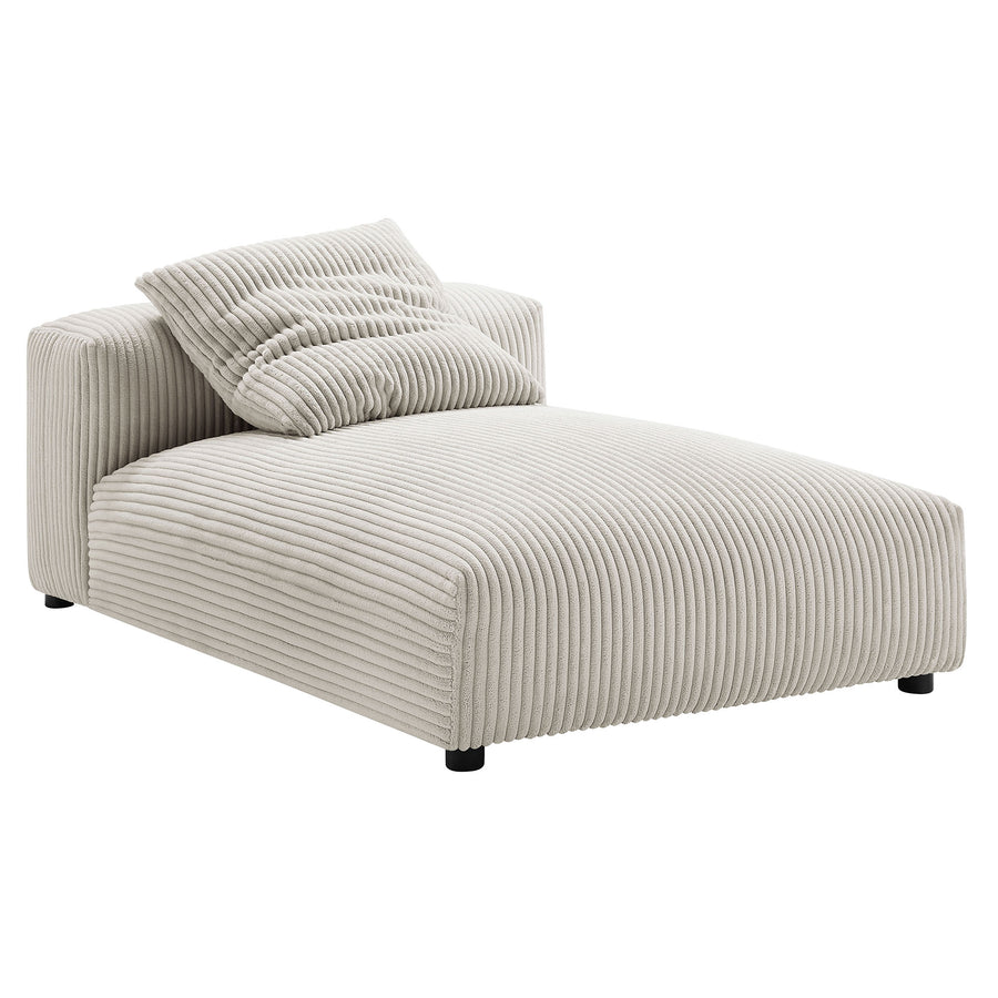 Reed 2-Piece Modular Corduroy Upholstered Sectional Sofa With Chaise in Almond