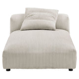 Reed Modular Corduroy Upholstered Armless Chaise Lounge in Almond