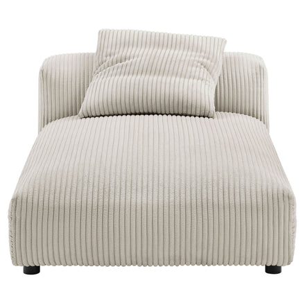Solace Modular Corduroy Upholstered Armless Chaise Lounge in Almond