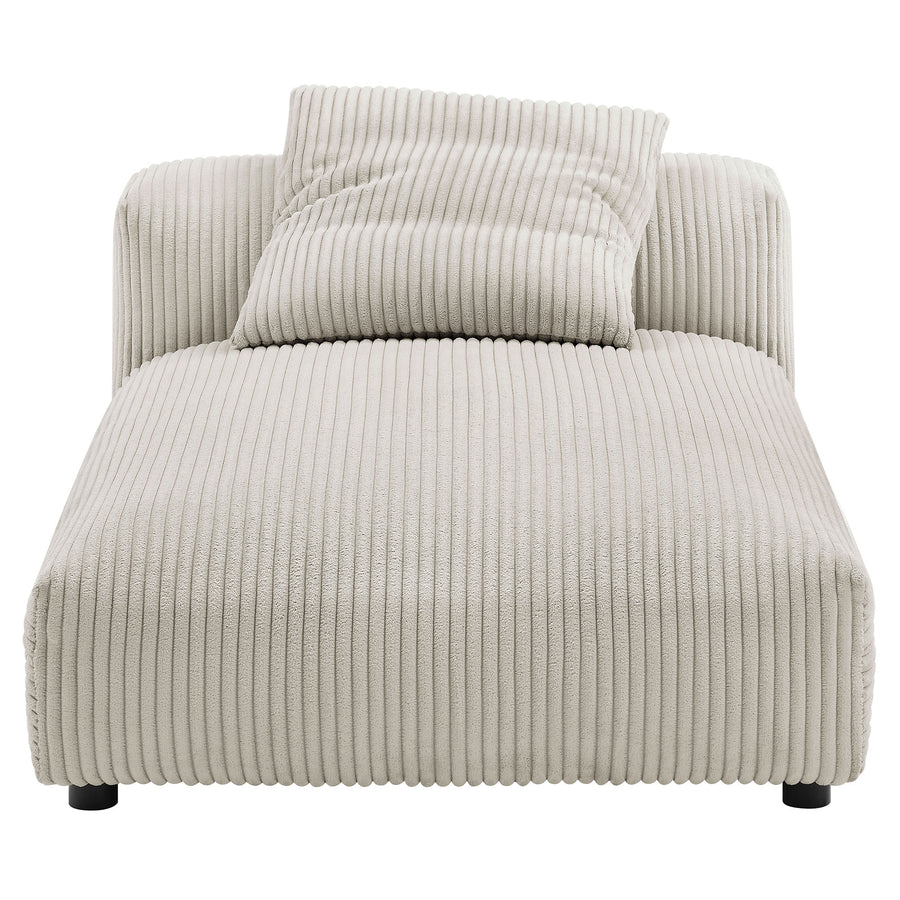 Reed Modular Corduroy Upholstered Armless Chaise Lounge in Almond