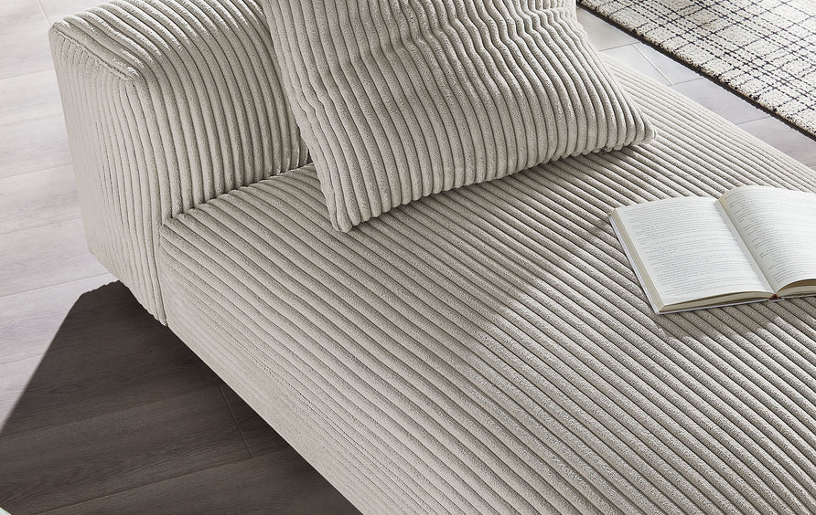 Reed Modular Corduroy Upholstered Armless Chaise Lounge in Almond