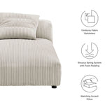 Reed Modular Corduroy Upholstered Armless Chaise Lounge in Almond