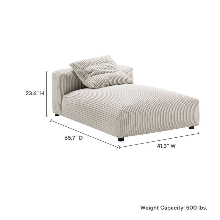 Reed Modular Corduroy Upholstered Armless Chaise Lounge in Almond