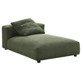 Reed Modular Corduroy Upholstered Armless Chaise Lounge in Fern