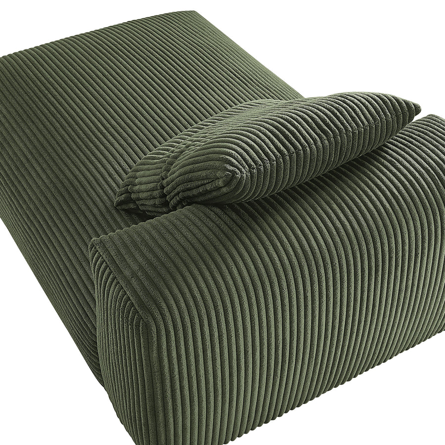 Reed Modular Corduroy Upholstered Armless Chaise Lounge in Fern