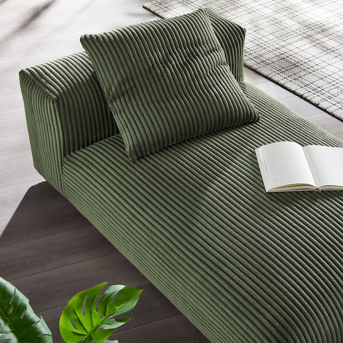 Solace Modular Corduroy Upholstered Armless Chaise Lounge by Furniture For America