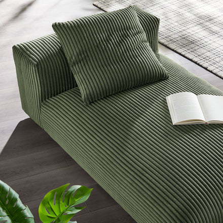Solace Modular Corduroy Upholstered Armless Chaise Lounge in Fern