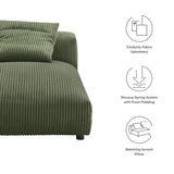 Reed Modular Corduroy Upholstered Armless Chaise Lounge in Fern