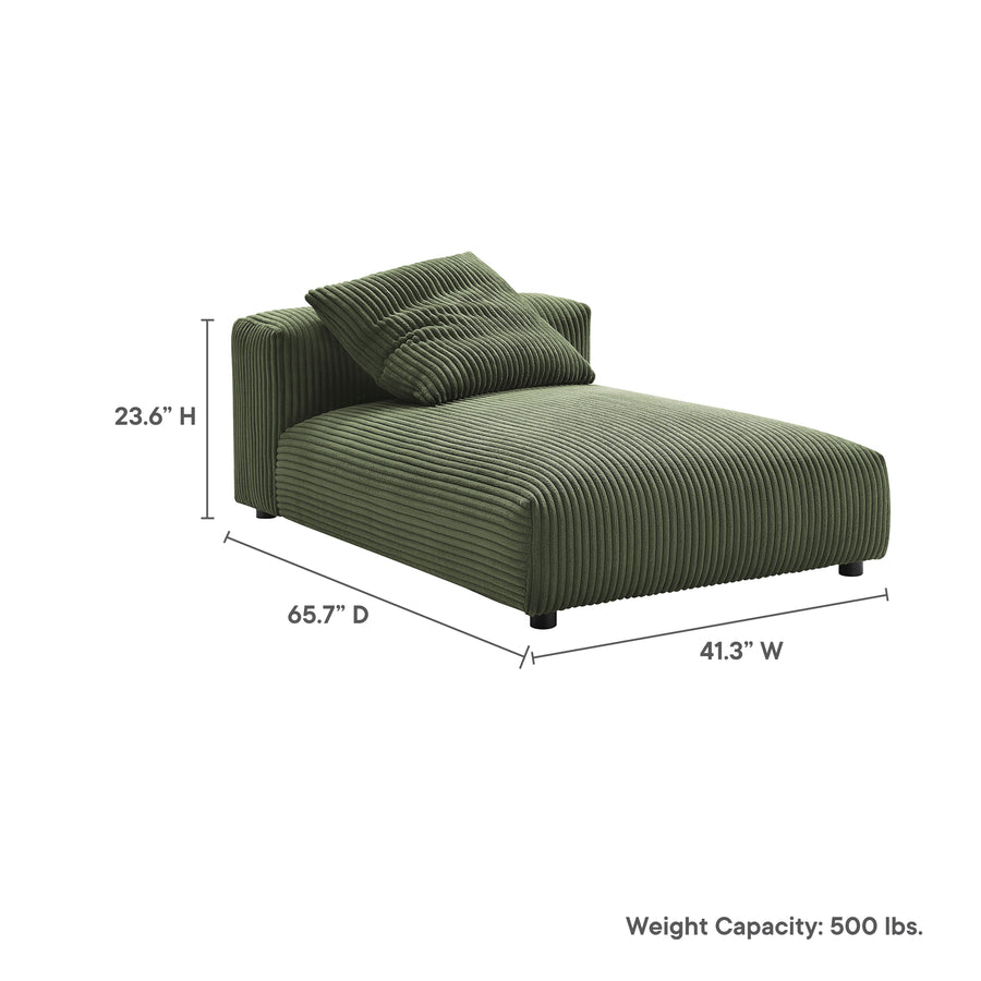 Reed Modular Corduroy Upholstered Armless Chaise Lounge in Fern