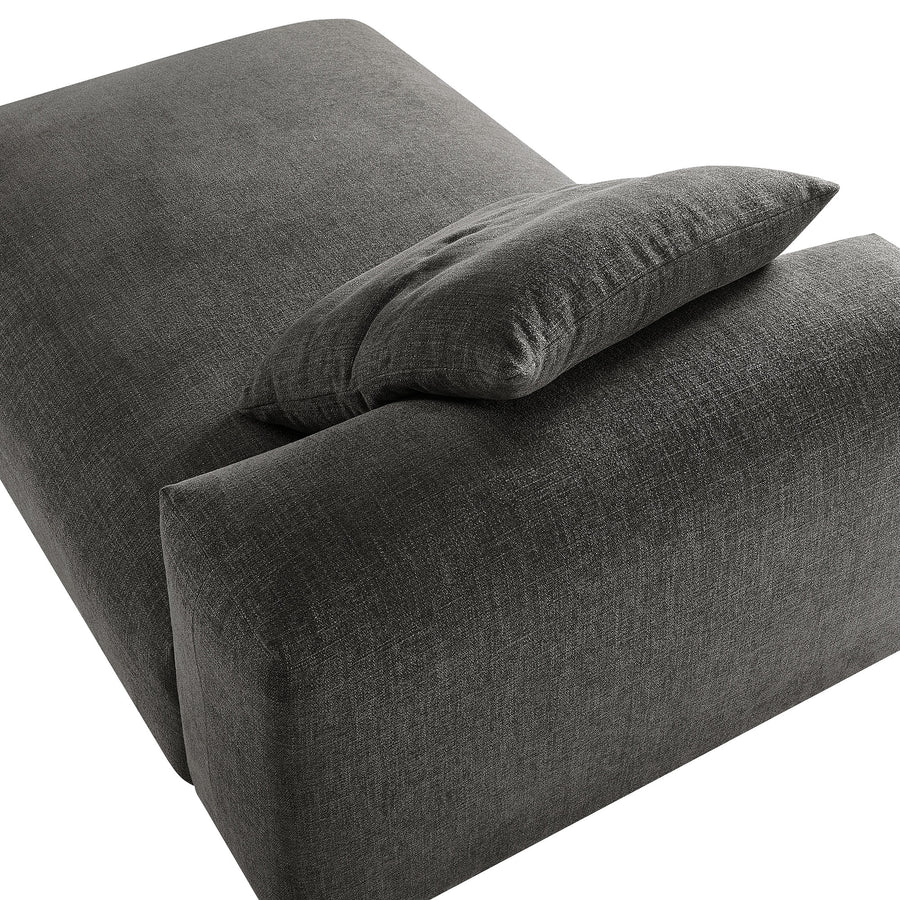 Reed Modular Upholstered Fabric Armless Chaise Lounge in Charcoal