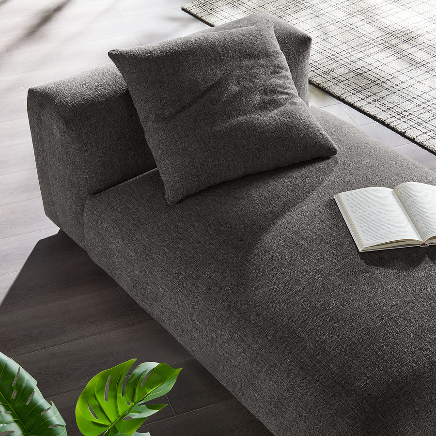Reed Modular Upholstered Fabric Armless Chaise Lounge in Charcoal
