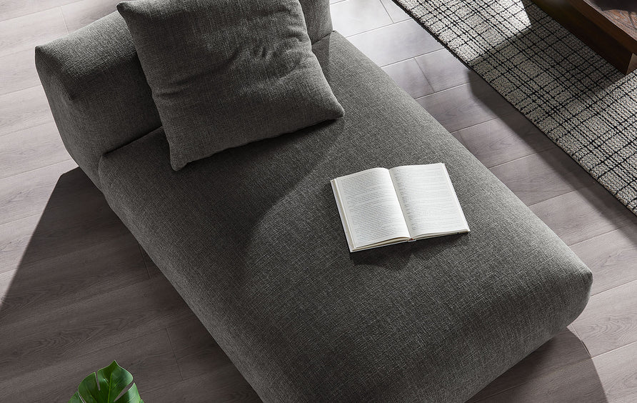 Reed Modular Upholstered Fabric Armless Chaise Lounge in Charcoal