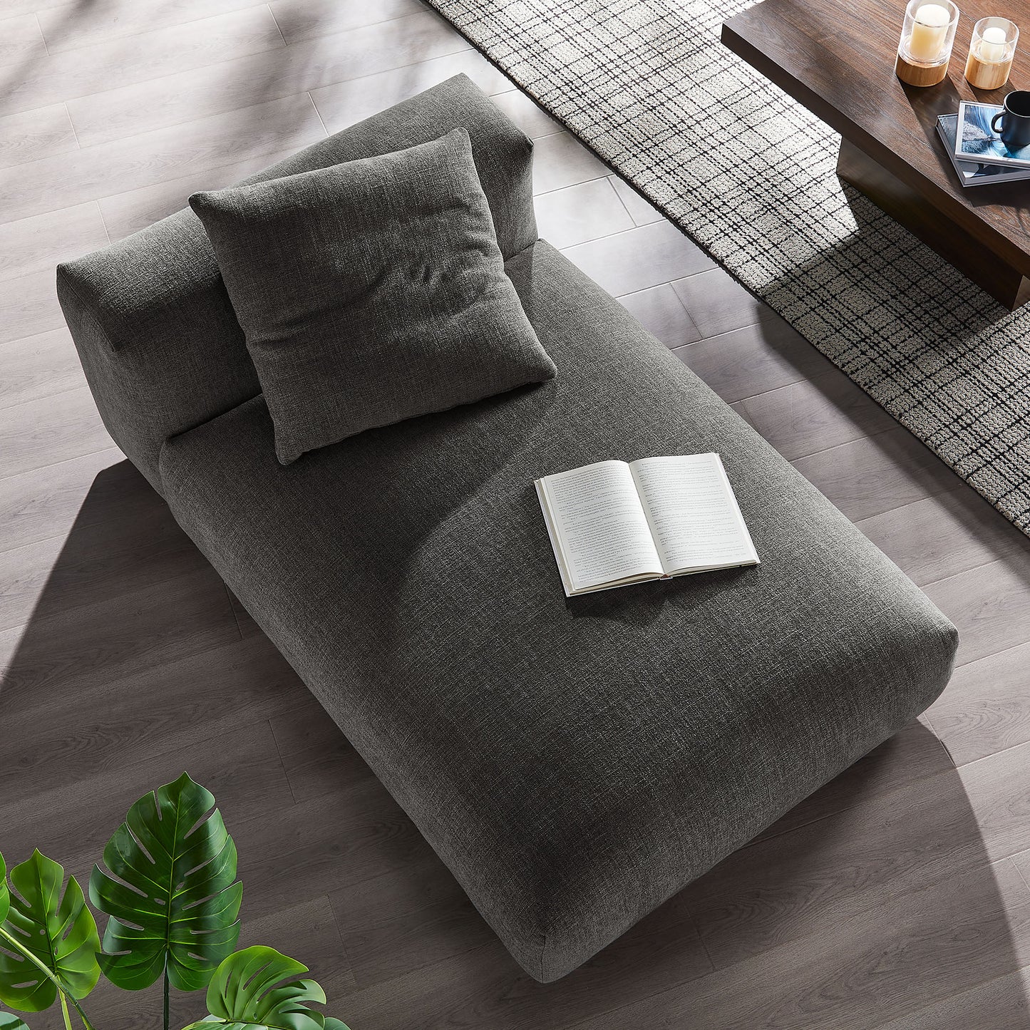 Solace Modular Upholstered Fabric Armless Chaise Lounge by Furniture For America