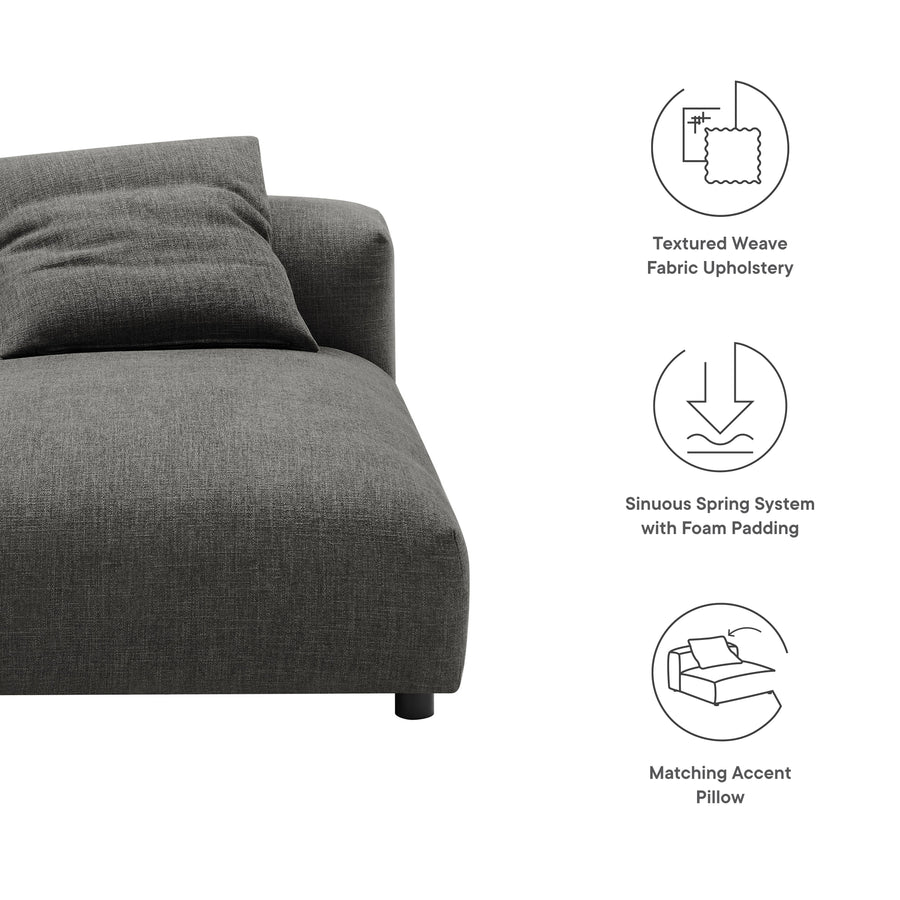 Reed Modular Upholstered Fabric Armless Chaise Lounge in Charcoal