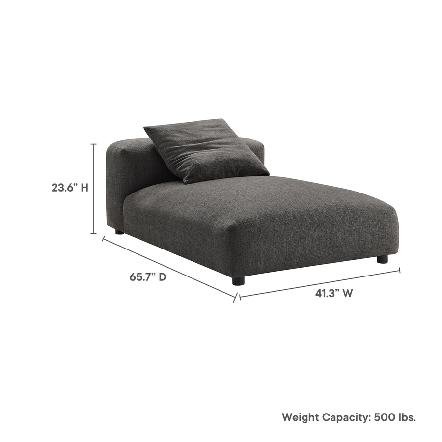 Reed Modular Upholstered Fabric Armless Chaise Lounge in Charcoal