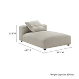 Reed Modular Upholstered Fabric Armless Chaise Lounge in Linen