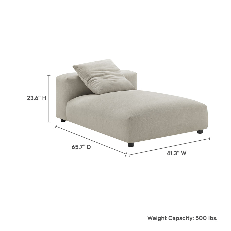 Reed Modular Upholstered Fabric Armless Chaise Lounge in Linen