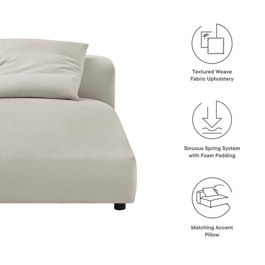 Reed Modular Upholstered Fabric Armless Chaise Lounge in Salt