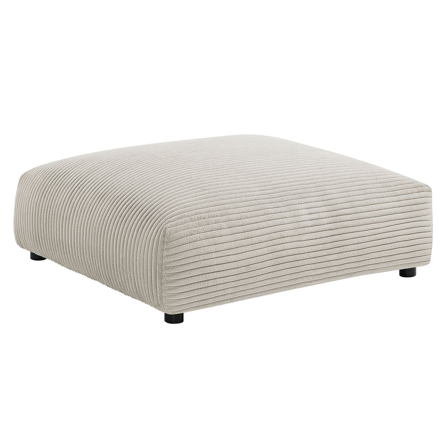 Reed Modular Corduroy Upholstered Armless Chair and Ottoman Set in Almond