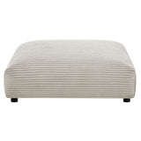 Reed Modular Corduroy Upholstered Armless Chair and Ottoman Set in Almond