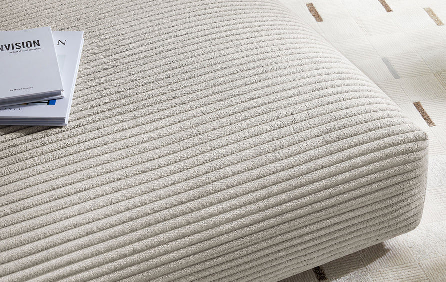 Reed Modular Corduroy Upholstered Ottoman in Almond