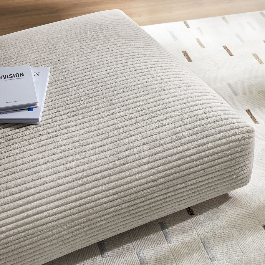 Reed Modular Corduroy Upholstered Ottoman in Almond