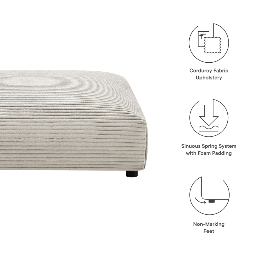 Reed Modular Corduroy Upholstered Ottoman in Almond
