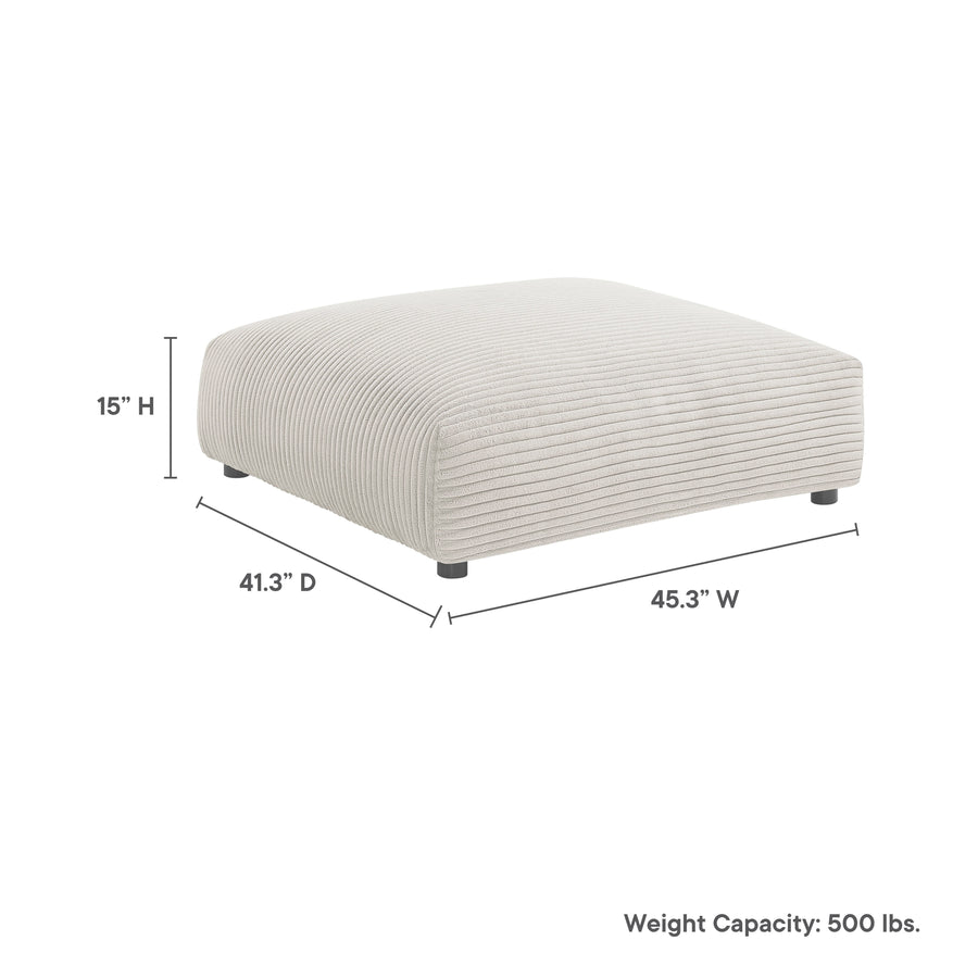 Reed Modular Corduroy Upholstered Ottoman in Almond