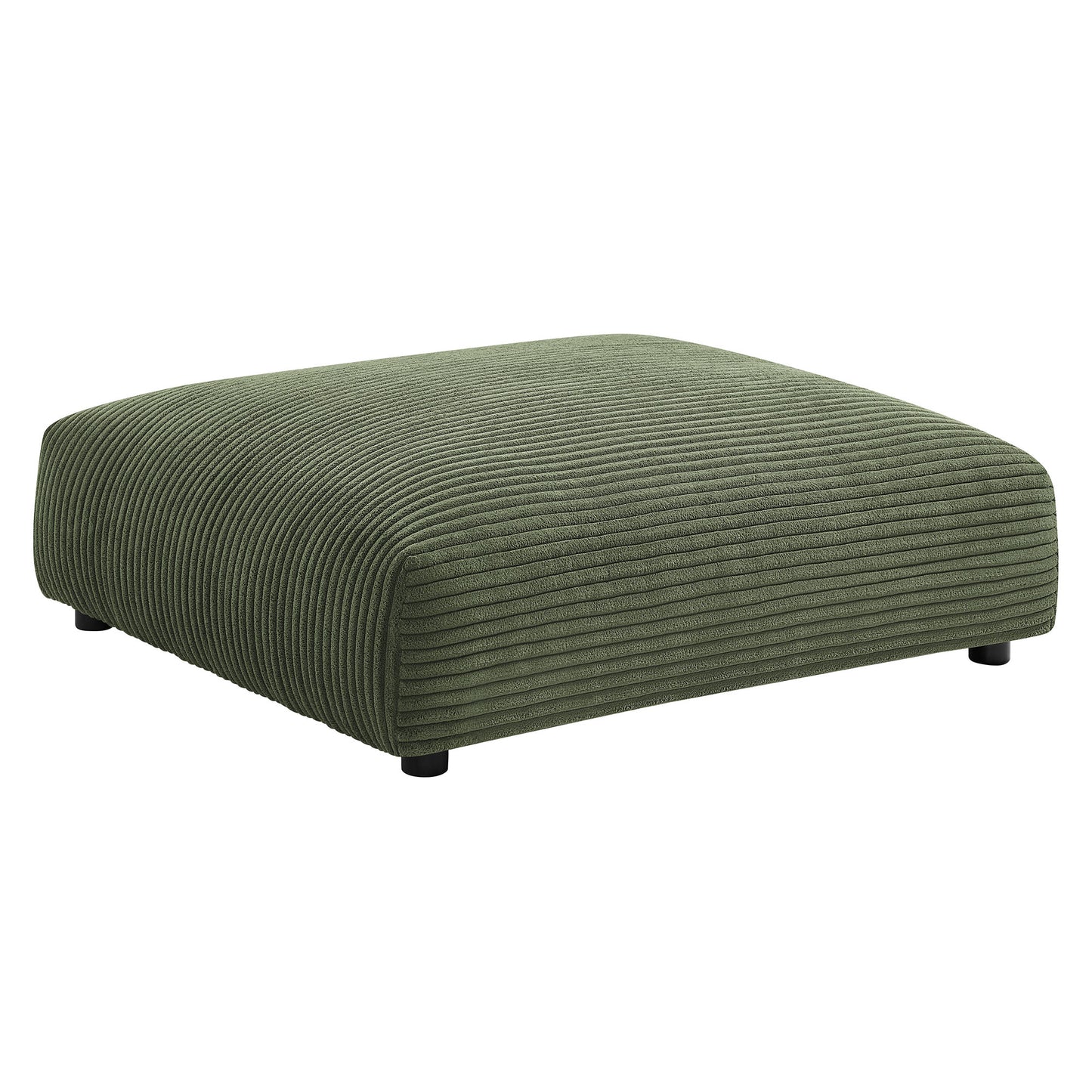 Reed Modular Corduroy Upholstered Armless Loveseat and Ottoman Set in Fern