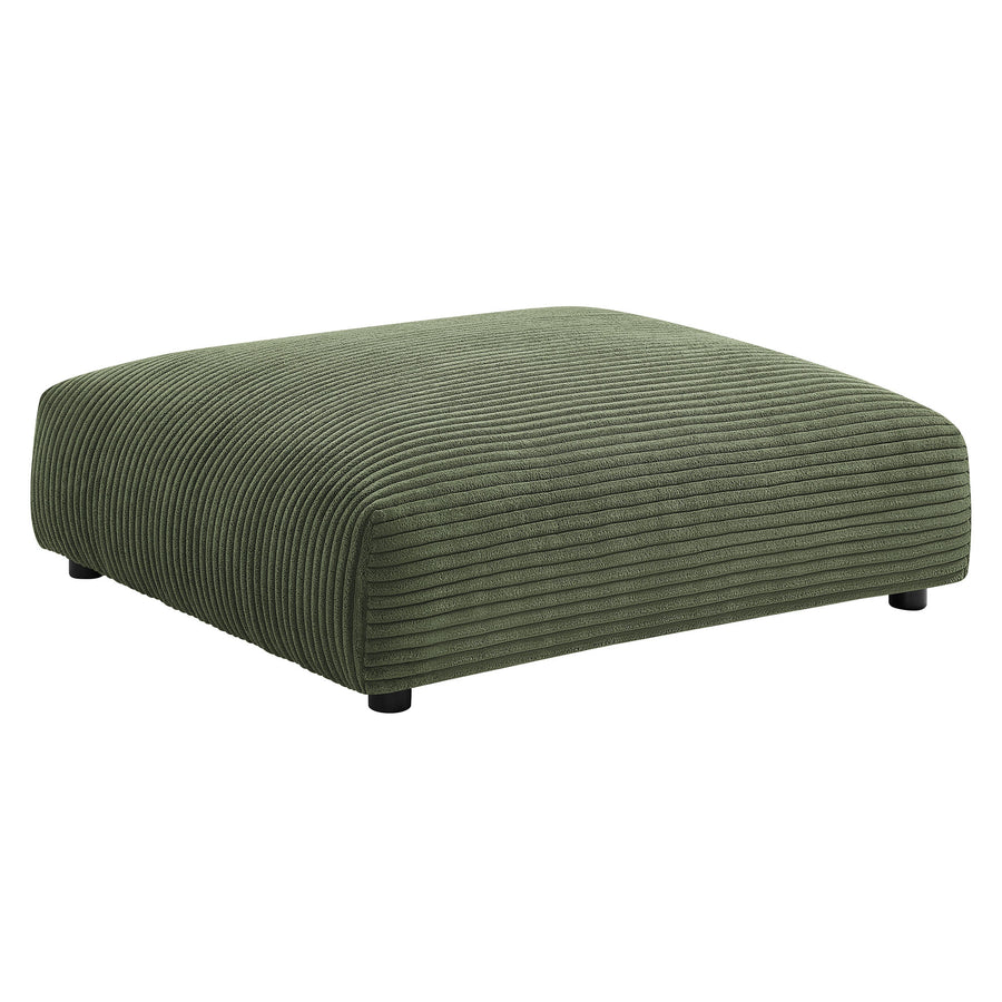 Reed Modular Corduroy Upholstered Armless Loveseat and Ottoman Set in Fern