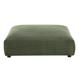 Reed Modular Corduroy Upholstered Armless Loveseat and Ottoman Set in Fern