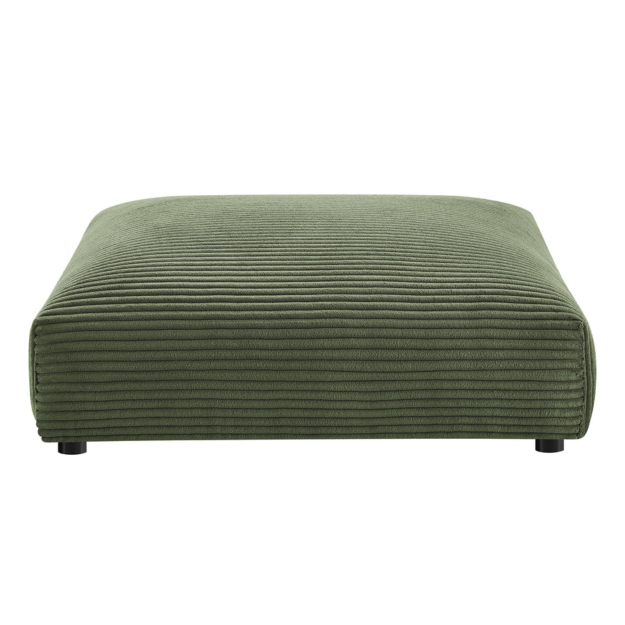 Reed Modular Corduroy Upholstered Armless Loveseat and Ottoman Set in Fern