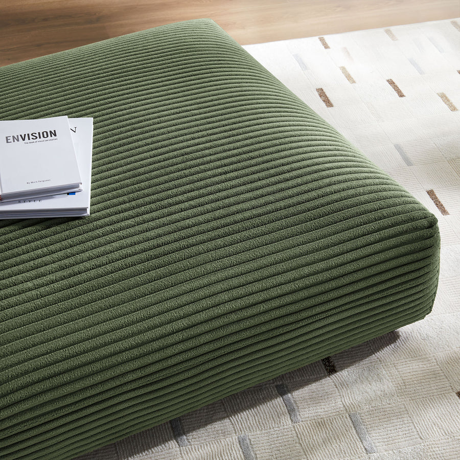 Reed Modular Corduroy Upholstered Ottoman in Fern