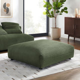 Reed Modular Corduroy Upholstered Ottoman in Fern