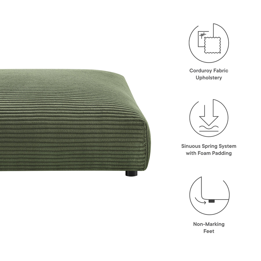 Reed Modular Corduroy Upholstered Ottoman in Fern