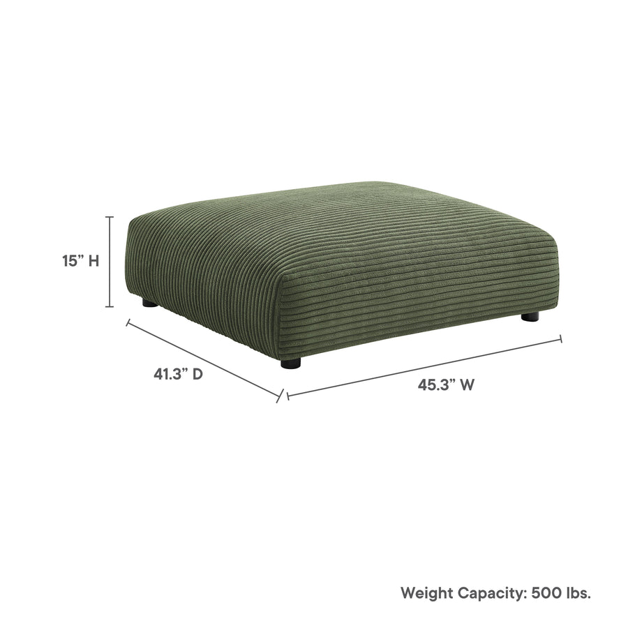 Reed Modular Corduroy Upholstered Ottoman in Fern
