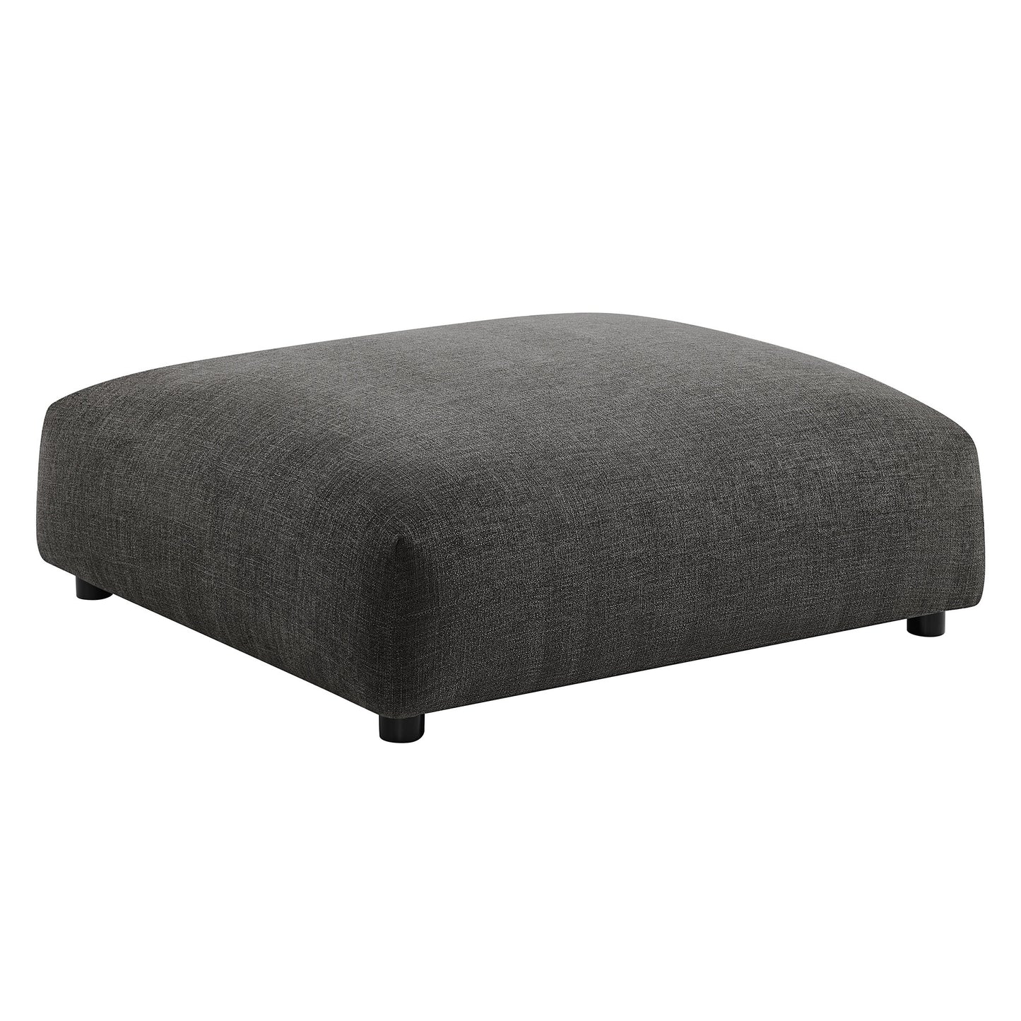 Reed Modular Upholstered Fabric Armless Chair and Ottoman Set in Charcoal